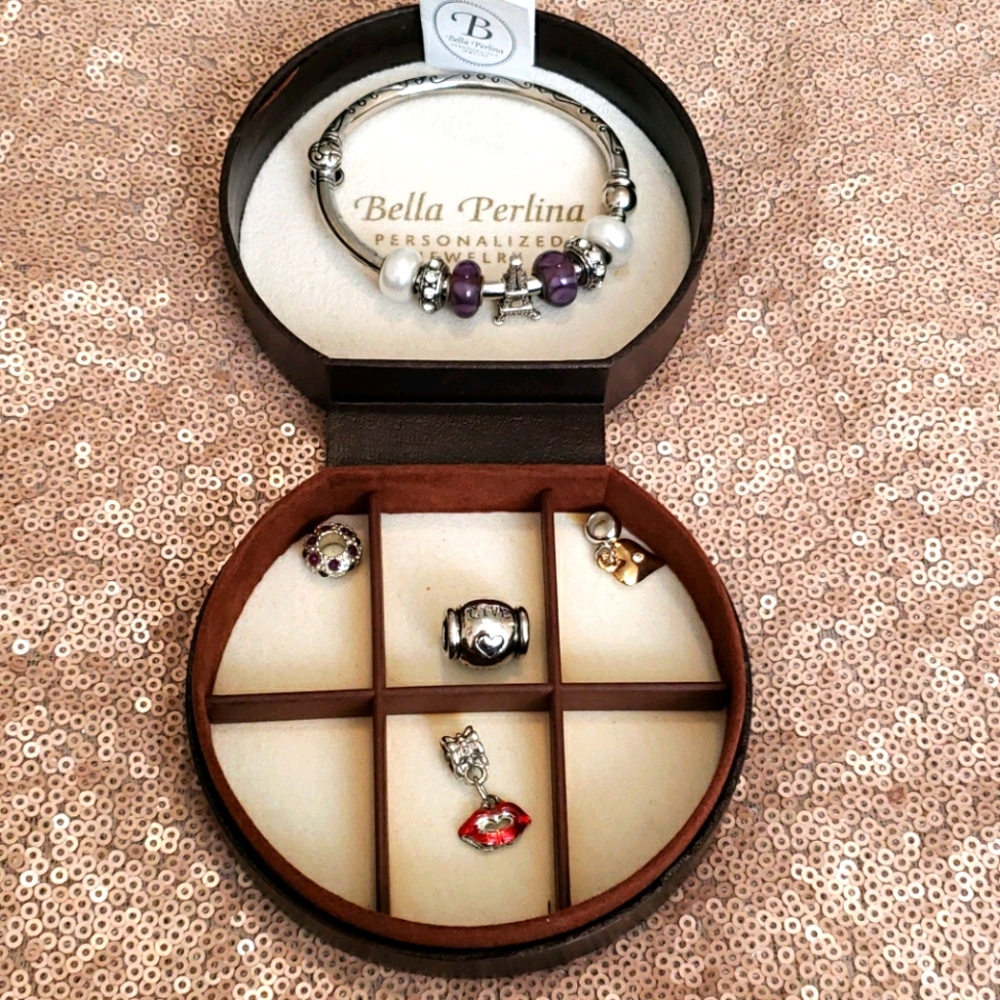 BELLA PERLINA LOVE AND PARIS BANGLE BRACELET